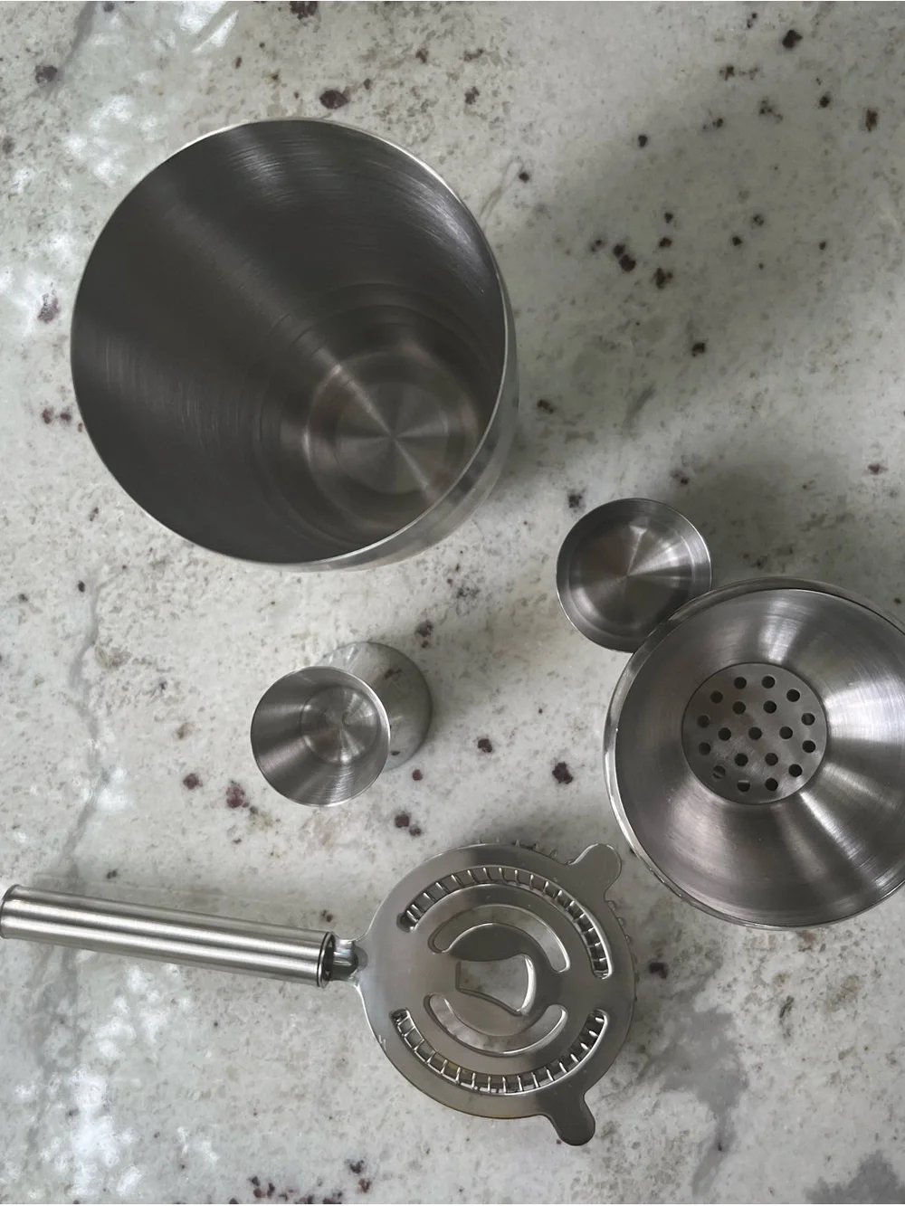 Stainless Steel Cocktail Shaker Set with Jigger and Hawthorne Strainer
